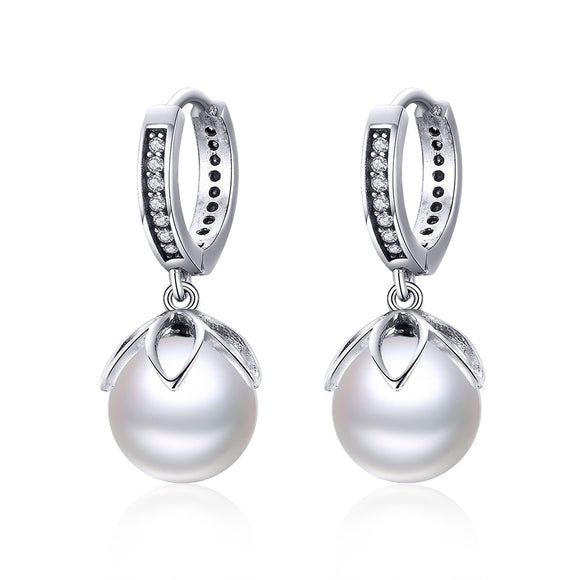 925 Sterling Silver Earrings with Quality Shell Pearl and CZ for Women