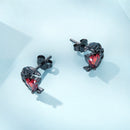 925 Sterling Silver Earrings with Pavé Setting CZ in Black Gold Plating-4