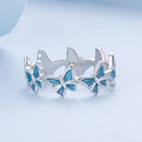 925 Sterling Silver Enamel Ring Size 6 for Women-6