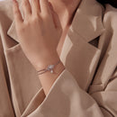925 Sterling Silver Adjustable Chain Bracelet with White Gold Plating and CZ for Women-7