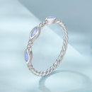 925 Sterling Silver Synthetic Opal White Gold Plated Ring Size 6 for Women-1