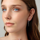 925 Sterling Silver Earrings with Pavé CZ in White Gold Plating - 3.1 x 0.7 cm for Women-7