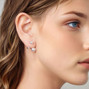 925 Sterling Silver Earrings with CZ and Synthetic Pearl, 1.7cm, White Gold Plated for Women-7