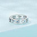 925 Sterling Silver Oxidized Silver Ring with Pavé Setting CZ, Size 6 for Women-3