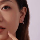 925 Sterling Silver White Gold Plated Hoop Earrings with CZ - 2.0cm-6