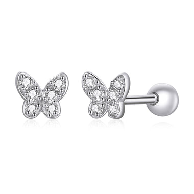 925 Sterling Silver Earrings with CZ in Pavé Setting - 0.4*0.5cm - Women