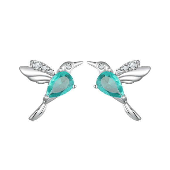 925 Sterling Silver Transparent Glass Earrings with CZ for Women