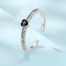 925 Sterling Silver Oxidized CZ Pavé Ring for Women-2