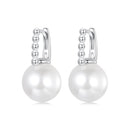 925 Sterling Silver Earrings with White Gold Plating and Shell Pearl for Women-2