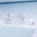 925 Sterling Silver Earrings with Transparent Glass and White Gold Plating-3