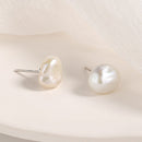 925 Sterling Silver White Gold Plated Freshwater Pearl Earrings-3