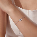 925 Sterling Silver + White Gold Plated 15cm Adjustable Bracelet with CZ and Synthetic Spinel for Women-7