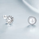 925 Sterling Silver Freshwater Pearl Earrings with CZ for Women-4