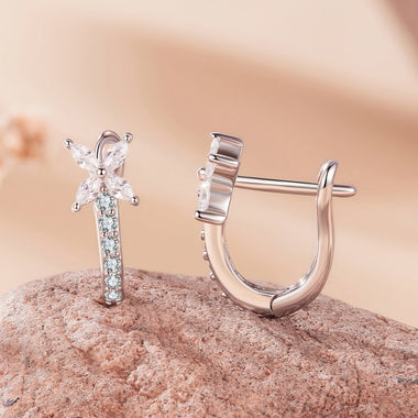 925 Sterling Silver White Gold Plated CZ Earrings for Women - 0
