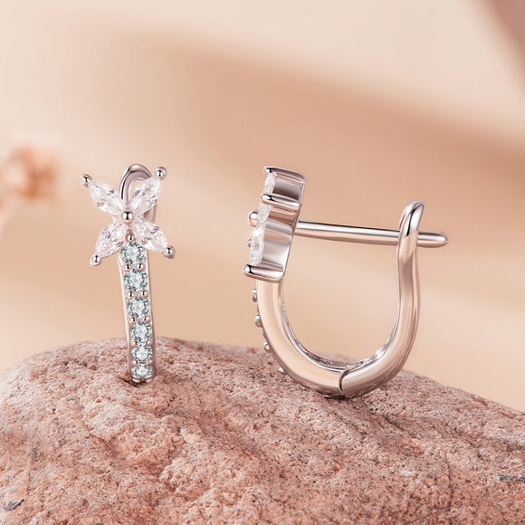 925 Sterling Silver White Gold Plated CZ Earrings for Women