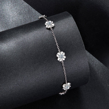925 Sterling Silver 0.1 Carat Moissanite Bracelet for Women - 0