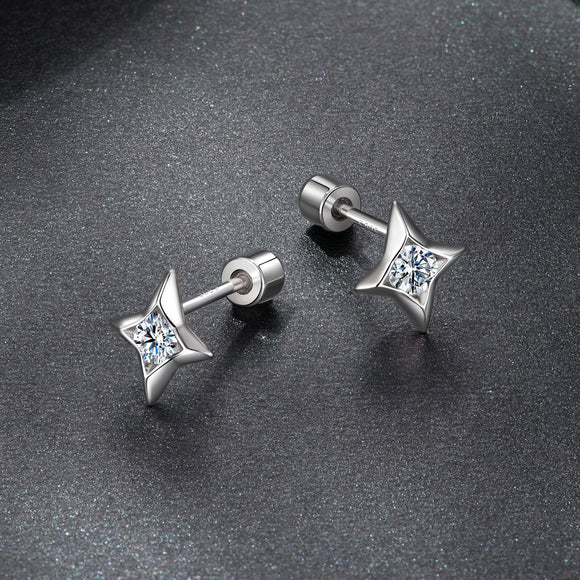 925 Sterling Silver Moissanite Earrings 0.8cm for Women