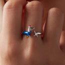 925 Sterling Silver Enamel Ring for Dogs, 0.2cm Width, White Gold Plated-5