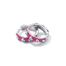 925 Sterling Silver Enamel CZ Earrings for Women, 1.2*0.3cm, Platinum Plated-5