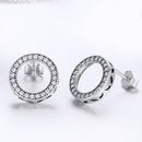 925 Sterling Silver Oxidized Pavé Setting CZ Earrings 1.1cm for Women-4