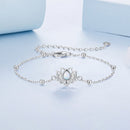 925 Sterling Silver White Gold Plated Bracelet with Synthetic Opal - Length 15+6cm for Women-4