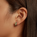 925 Sterling Silver Earrings for Women - Enamel Process - Oxidized Silver - 1.4x0.6 cm-9