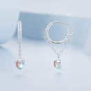 925 Sterling Silver White Gold Plated Moonstone Earrings 23x5mm for Women-4