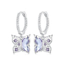 925 Sterling Silver Earrings with Pavé Setting CZ and Transparent Glass for Women-2