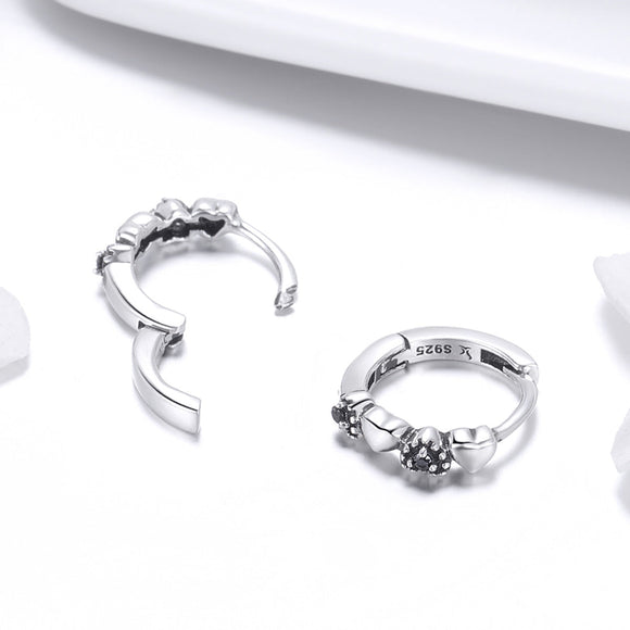 925 Sterling Silver Earrings with Pavé Setting CZ, 1.1*0.3cm