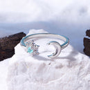 925 Sterling Silver Ring with Glass Snowflakes and Moon for Women-3