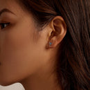 925 Sterling Silver Earrings with Pavé Setting CZ in Oxidized Silver-3