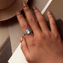 925 Sterling Silver Enamel 10x8mm CZ Ring Size 6 for Women-6
