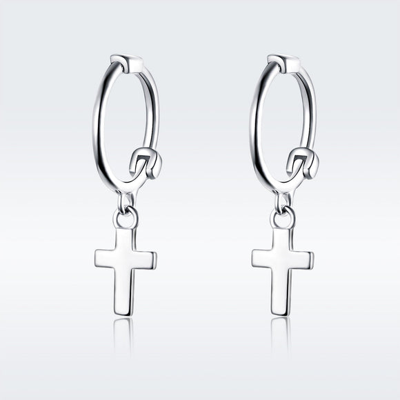925 Sterling Silver Earrings Plated Platinum 1.9*0.5cm for Women