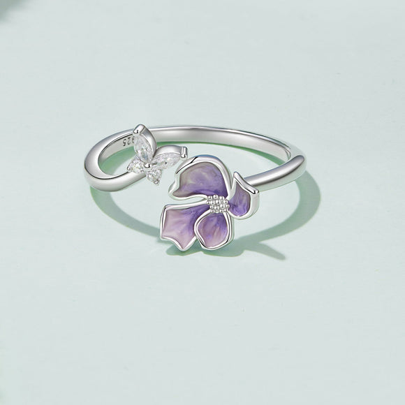 925 Sterling Silver Enamel Flower Ring for Women