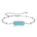925 Sterling Silver White Gold Plated Bracelets with Synthetic Turquoise for Women-3
