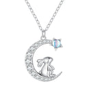925 Sterling Silver Moonstone Necklace with CZ in Platinum Finish for Women-1