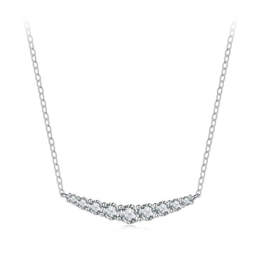 925 Sterling Silver 38+5cm White Gold Plated Moissanite Necklace for Women - 0