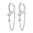925 Sterling Silver Earrings with Pavé Setting CZ, 34*6mm for Women-2