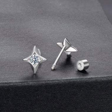 925 Sterling Silver Moissanite Earrings 0.8cm for Women - 0