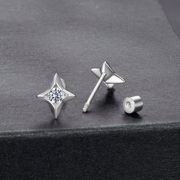 925 Sterling Silver Moissanite Earrings 0.8cm for Women