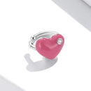 925 Sterling Silver Earrings with Pavé CZ & Enamel, 1.0*1.3cm, for Women-2