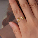 925 Sterling Silver Gold Plated Ring with Synthetic Opal Sun & Moon for Women-4