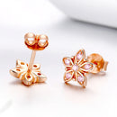 925 Sterling Silver Rose Gold Plated Pavé Setting CZ Earrings-2