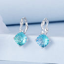 925 Sterling Silver Earrings with Transparent Glass and White Gold Plating for Women-3