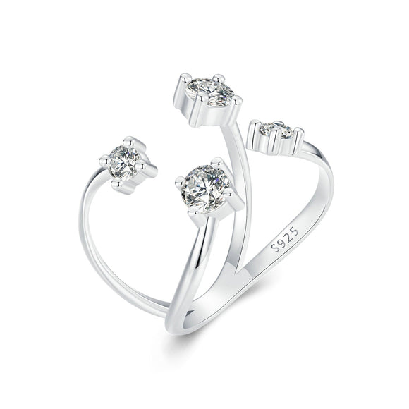 925 Sterling Silver White Gold Plated Pavé Set CZ Ring 2.5-13.5mm for Women