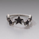 925 Sterling Silver Oxidized Rings with Pavé Setting CZ, Size 6.0 for Women-5