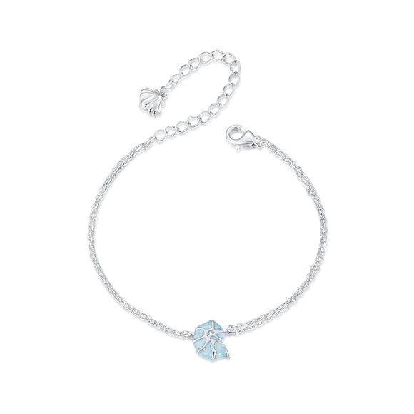 925 Sterling Silver White Gold Plated Bracelet with Enamel Process