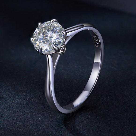 925 Sterling Silver Moissanite 1 Carat Ring Size 6 for Women