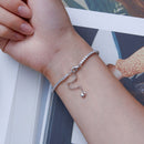 925 Sterling Silver Pavé Setting Bracelet with CZ for Women - Adjustable 18+5cm-7