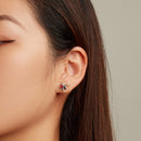 925 Sterling Silver Earrings with Pavé Setting CZ and Transparent Glass-6